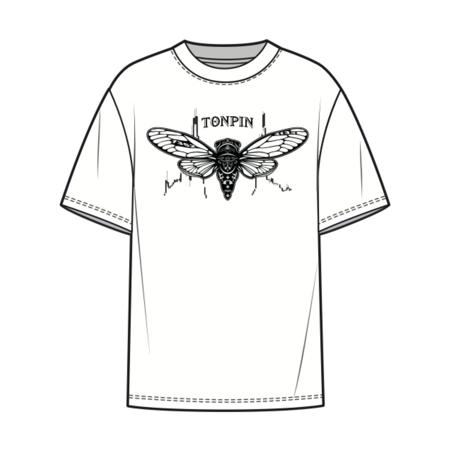 WOMEN TONPIN CICADA LOGO FRONT PRINT WHITE