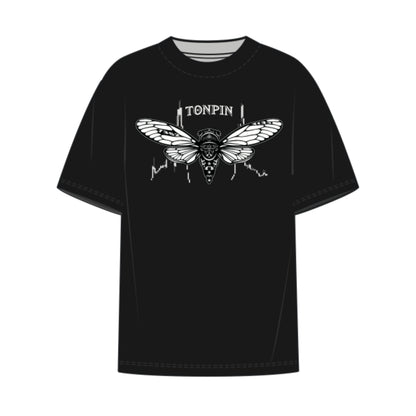 WOMEN TONPIN CICADA LOGO FRONT PRINT BLACK