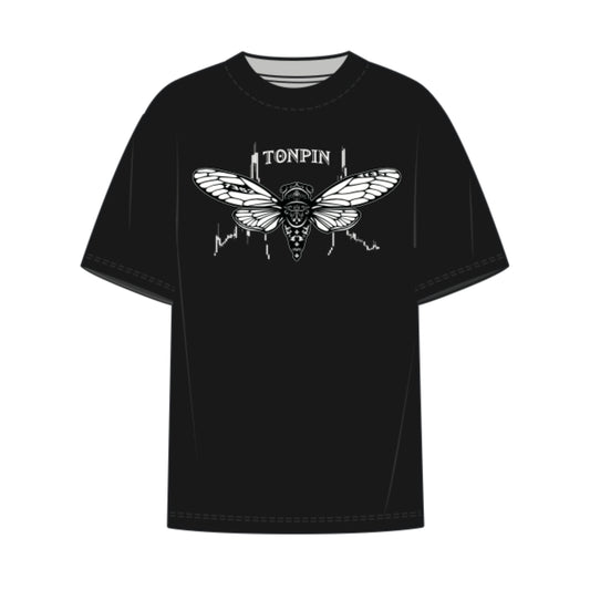 WOMEN TONPIN CICADA LOGO FRONT PRINT BLACK